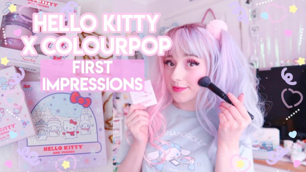 HELLO KITTY X COLOURPOP MAKEUP 💕⭐️FIRST IMPRESSIONS + MAKEUP LOOK 💖