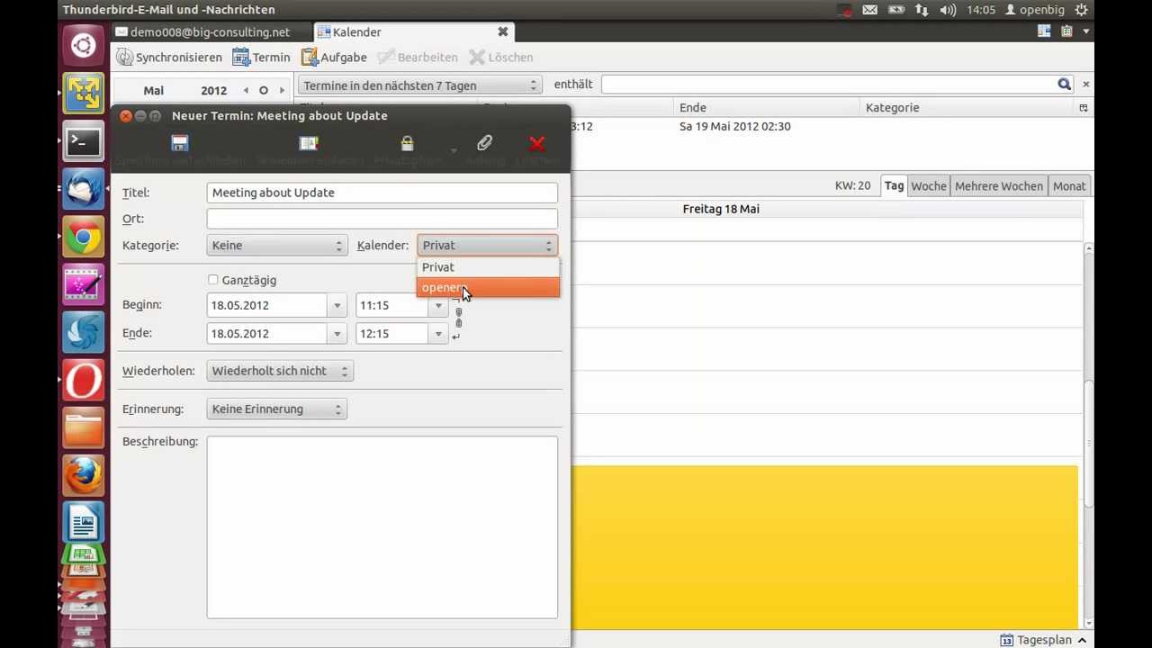 OpenERP Kalender Integration mit Thunderbird ...