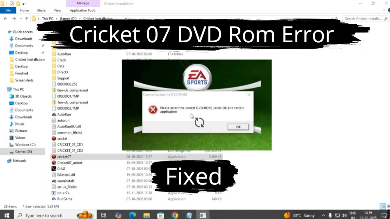 Fix Cricket 07 DVD ROM Error in 1 Minute Easily