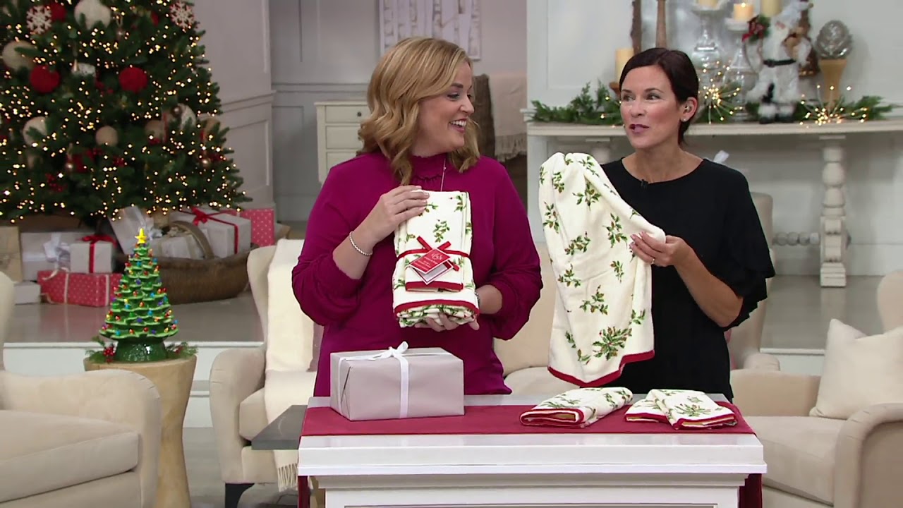 Lenox Holiday 4 Piece 100% Cotton Hand Towel Set on QVC