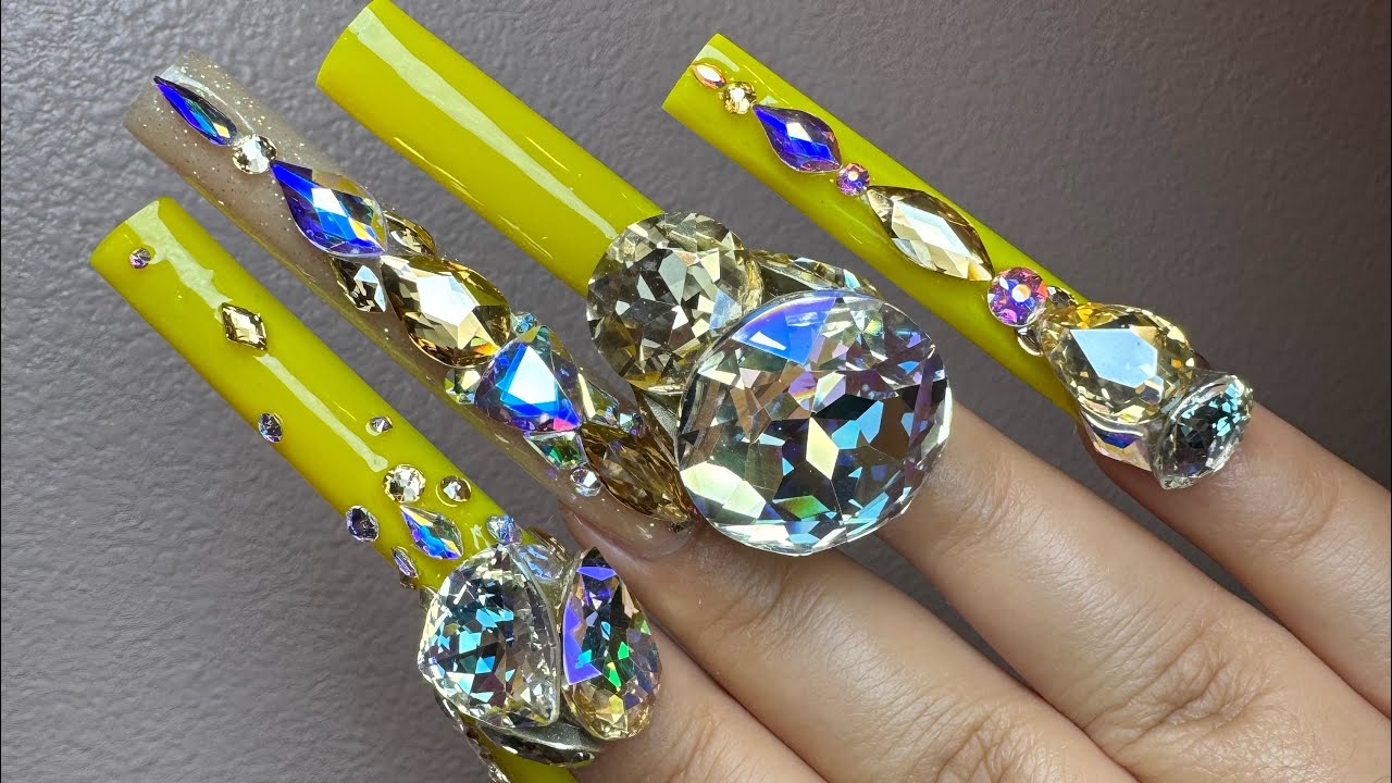 WATCH ME WORK: 4XL CARDI B INPIRED  BLING OUT! $1000 + NAILS