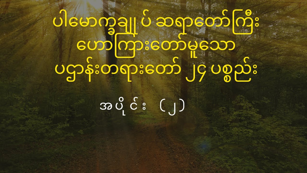 ပဌာန်းတရားတော် ၂၄ ပစ္စည်း - အပိုင်း (၂)