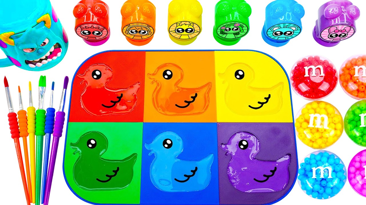 Satisfying Video 💖 DIY How To Make Rainbow Duck Paint Puddles Form Mixing Sprunki Color ASMR