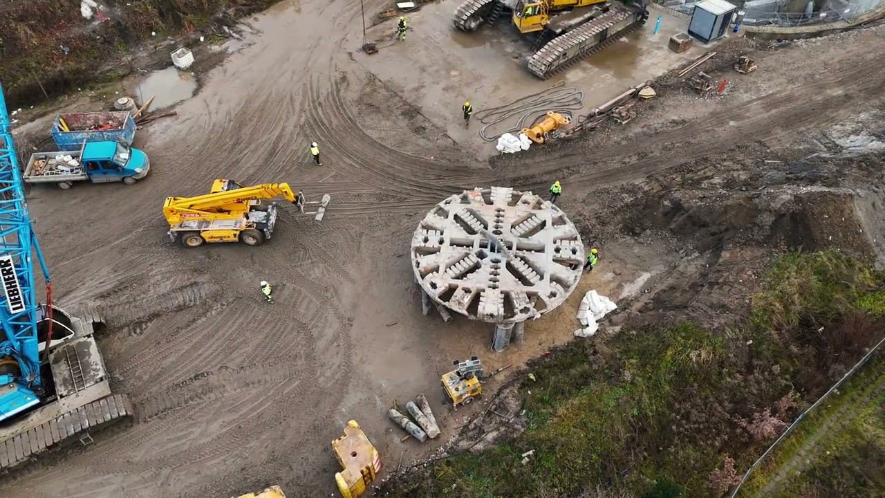 Żegnamy się z Tarczą TBM Faustyna, Os 17, Budowa tunelu średnicowego w Łodzi z Drona 13.12.2024
