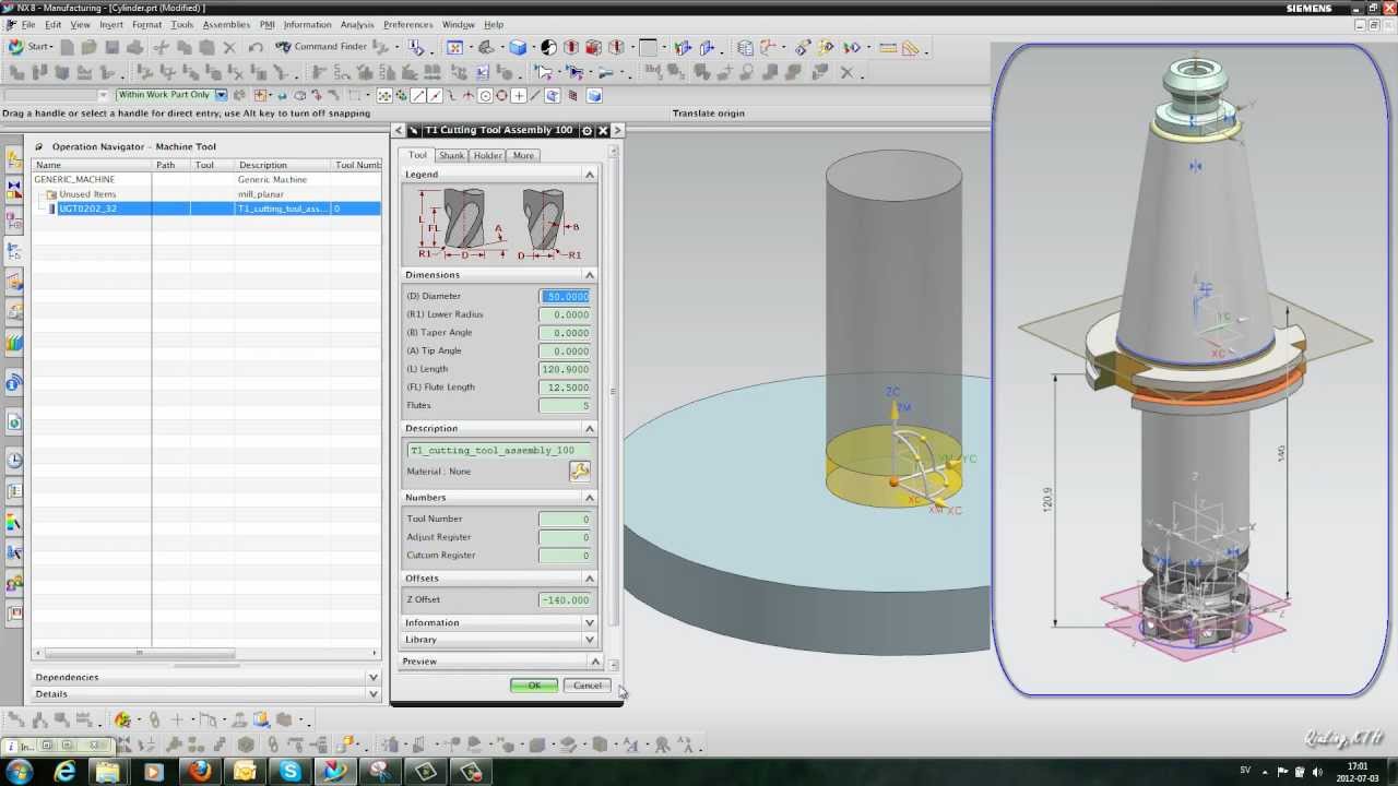 Cutting tool parameter import from STEP AP242