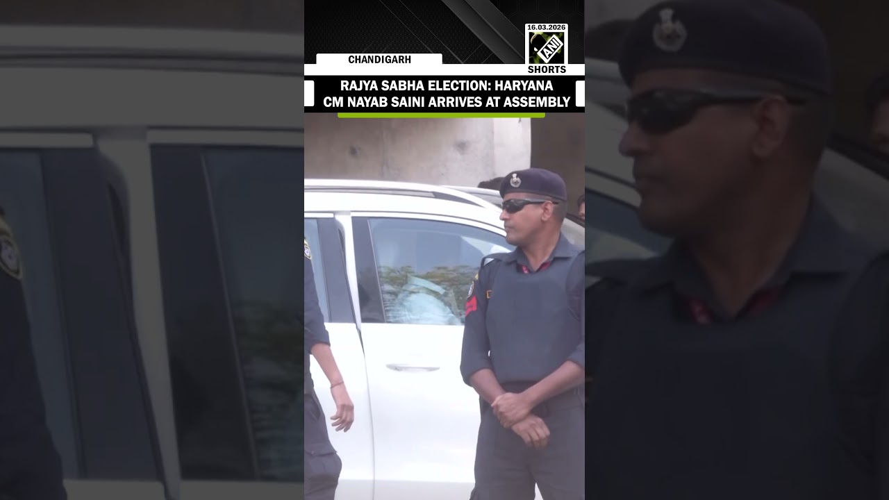 Haryana CM Nayab Singh Saini arrives at Haryana assembly for Rajya Sabha Elections