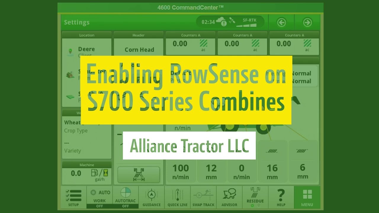 Enabling John Deere RowSense on S700 Series Combines | Alliance Tractor LLC