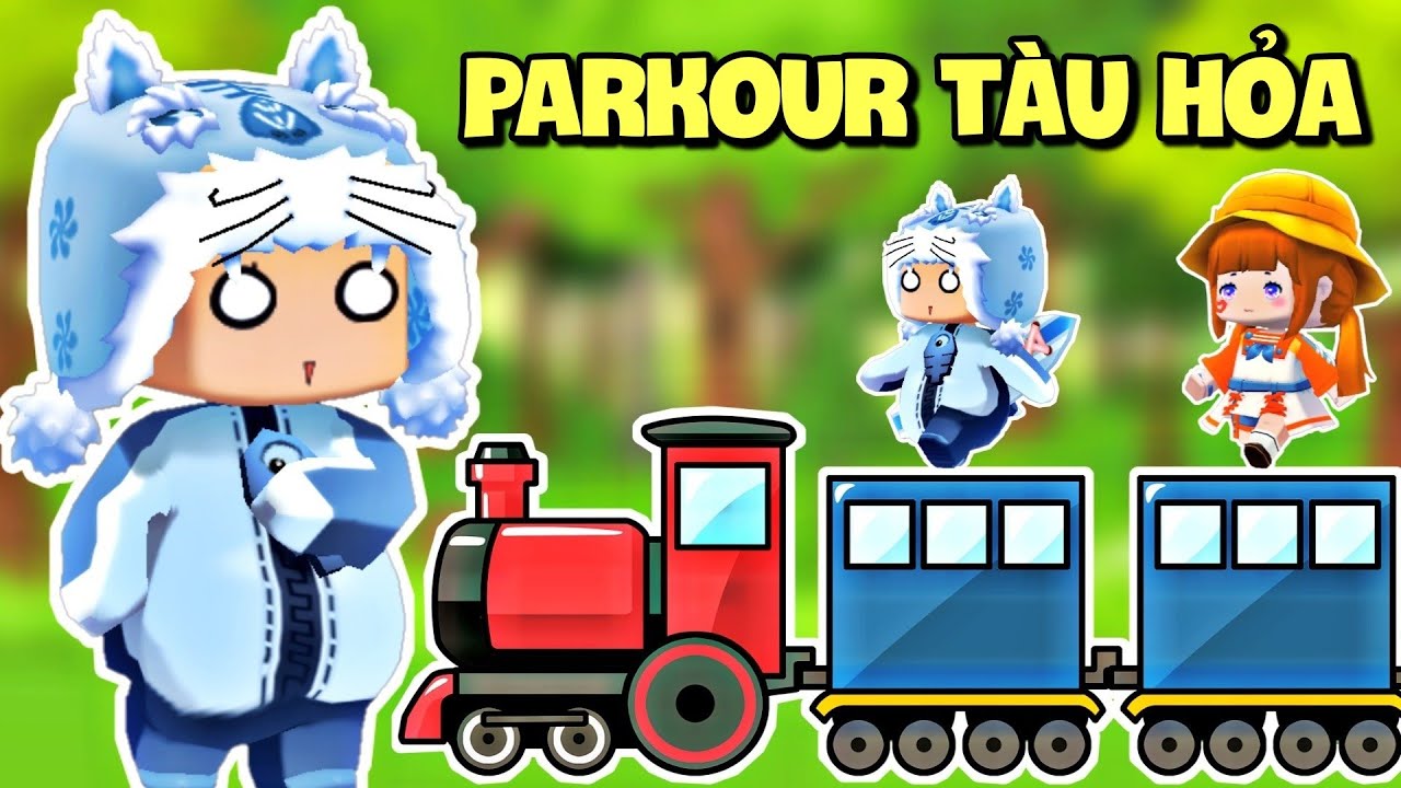 Meowpeo lần đầu Parkour trong tàu hỏa cùng Naobi TV trong Mini World | Meowpeo Parkour