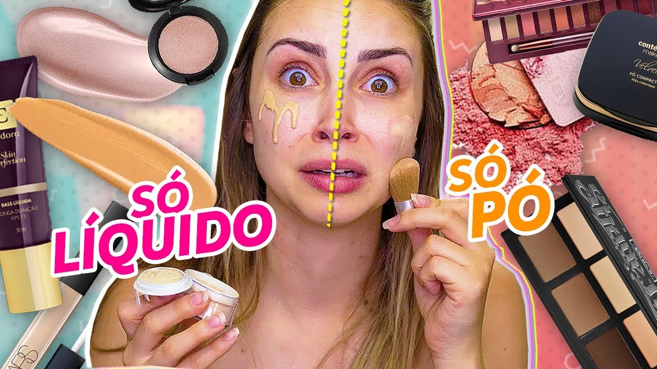 MAQUIAGEM MEIO A MEIO?! SERÁ que EU CONSEGUI?