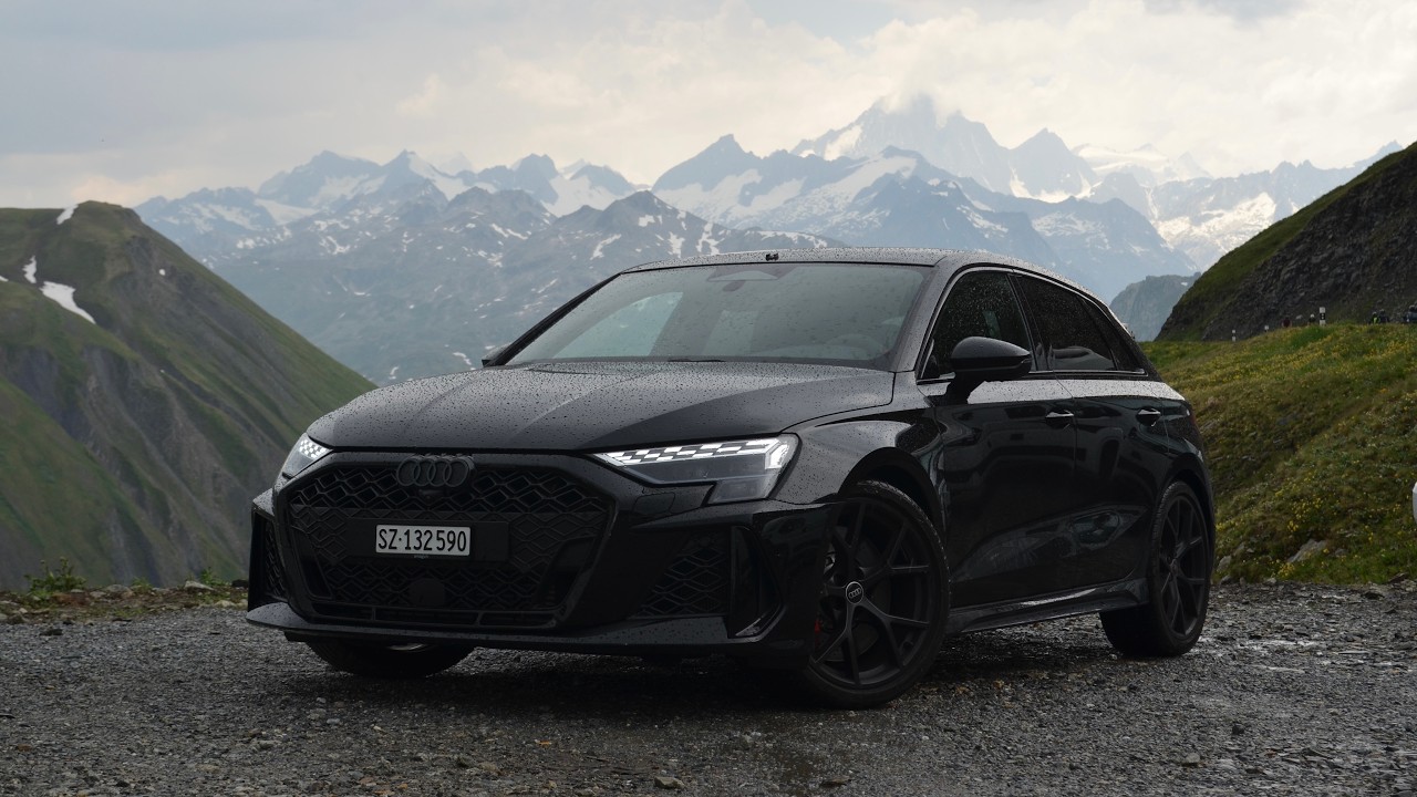 Поездка на Audi RS3 2026 года по перевалу Фурка | Эпичные виды Швейцарских Альп (POV) и звук выхлопа