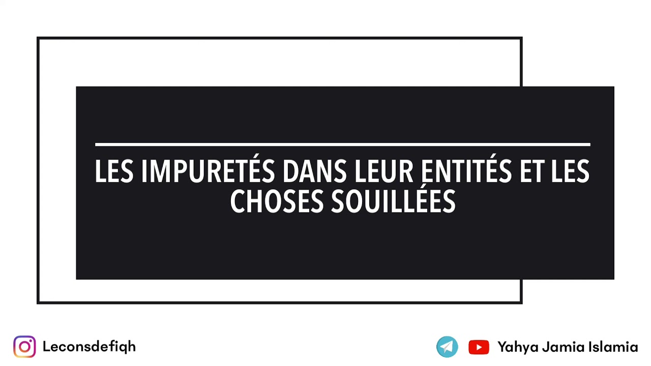 1. Les impuretés dans leur entités et les choses souillées