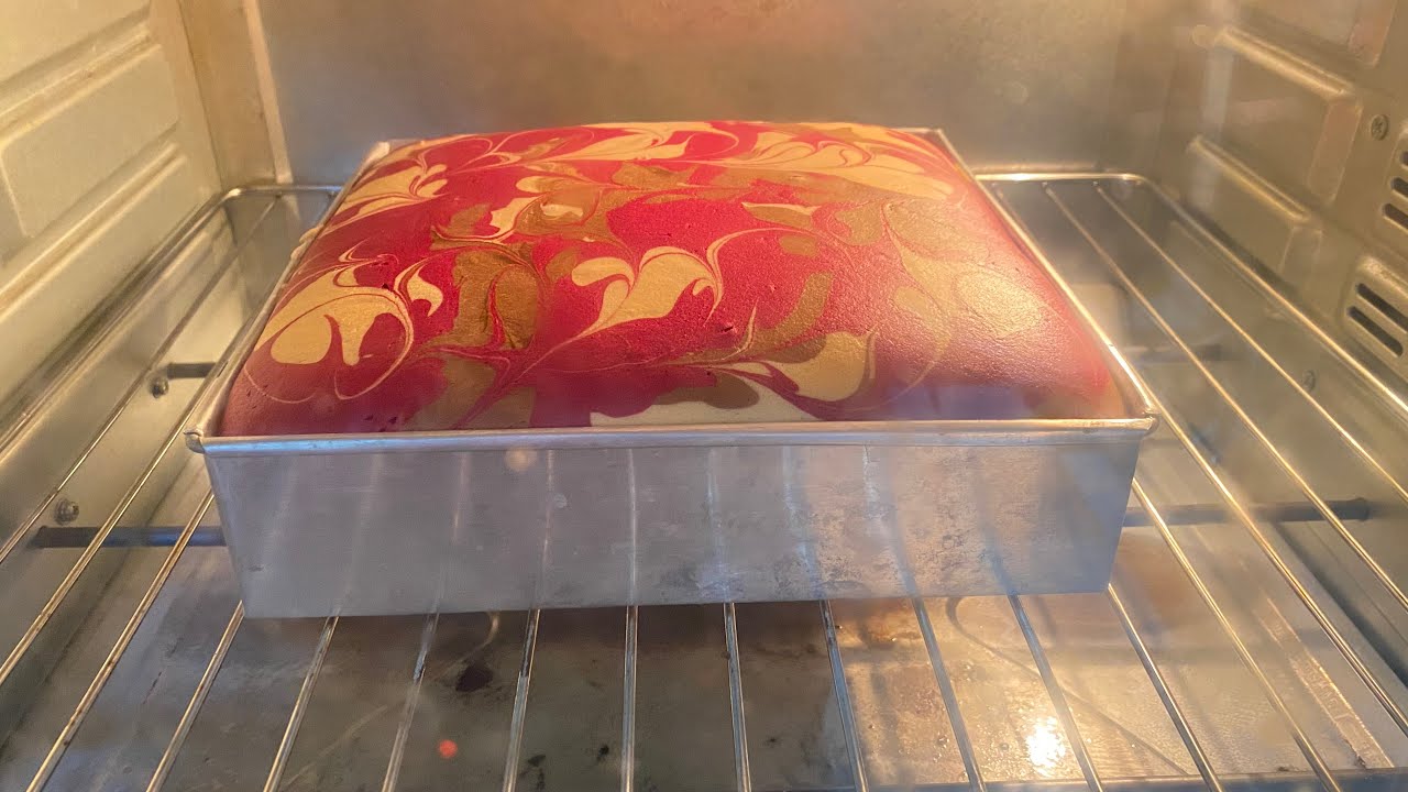 Cara buat kek marble red velvet coklat yang gebu gebas | bahan mudah tapi kek rasa premium