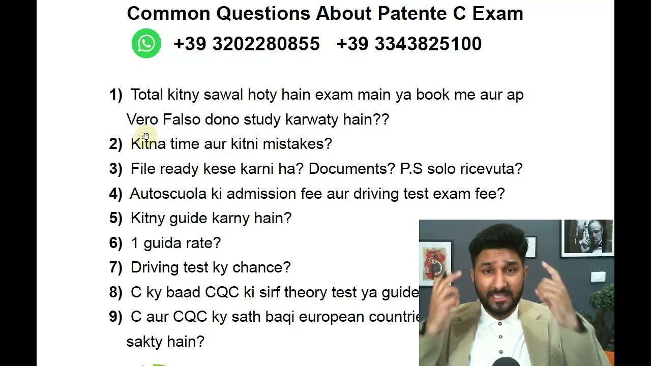Patente C Students Questions || Urdu | Hindi | Punjabi | ✅ WhatsApp: +39 3343825100 Pakindia Patente