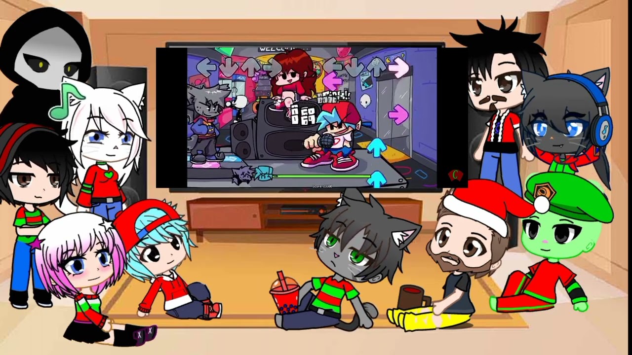 Fandoms reacts to fnf Kapi mod (Gacha club)