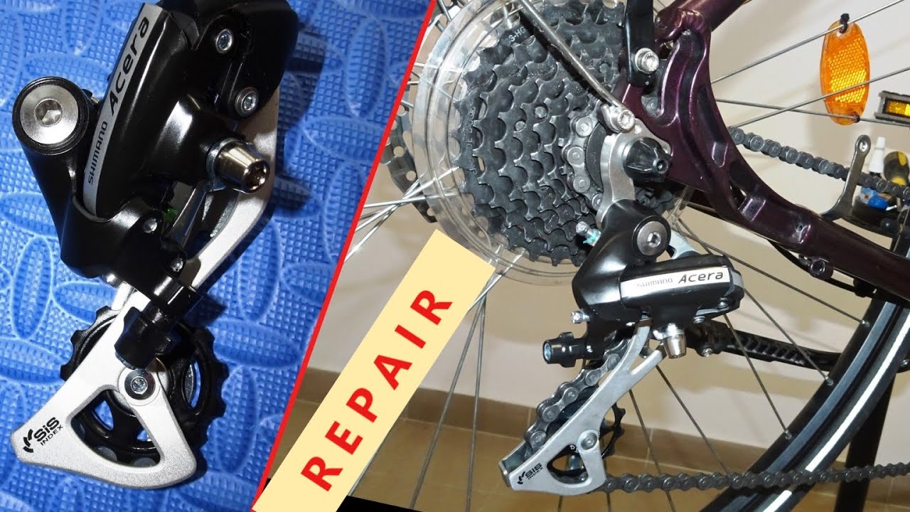 Wymiana tylnej przerzutki Shimano w rowerze.
