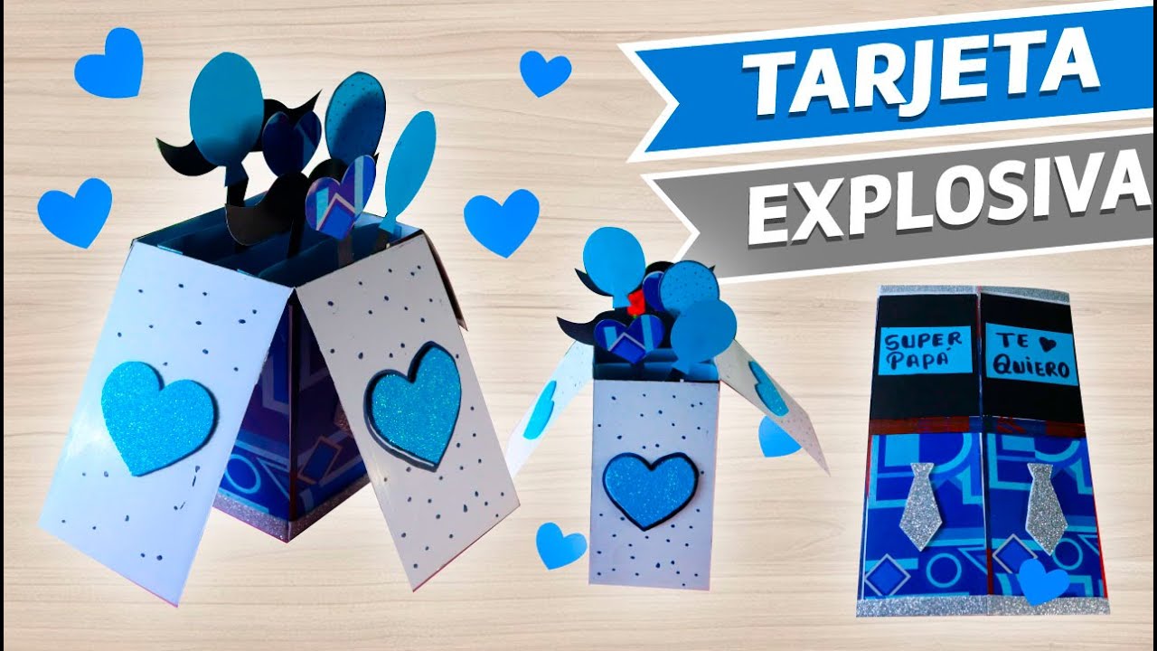 TARJETA EXPLOSIVA PARA PAPÁ/ Como hacer una tarjeta explosiva para el dia del Padre/ TARJETA 3D💙