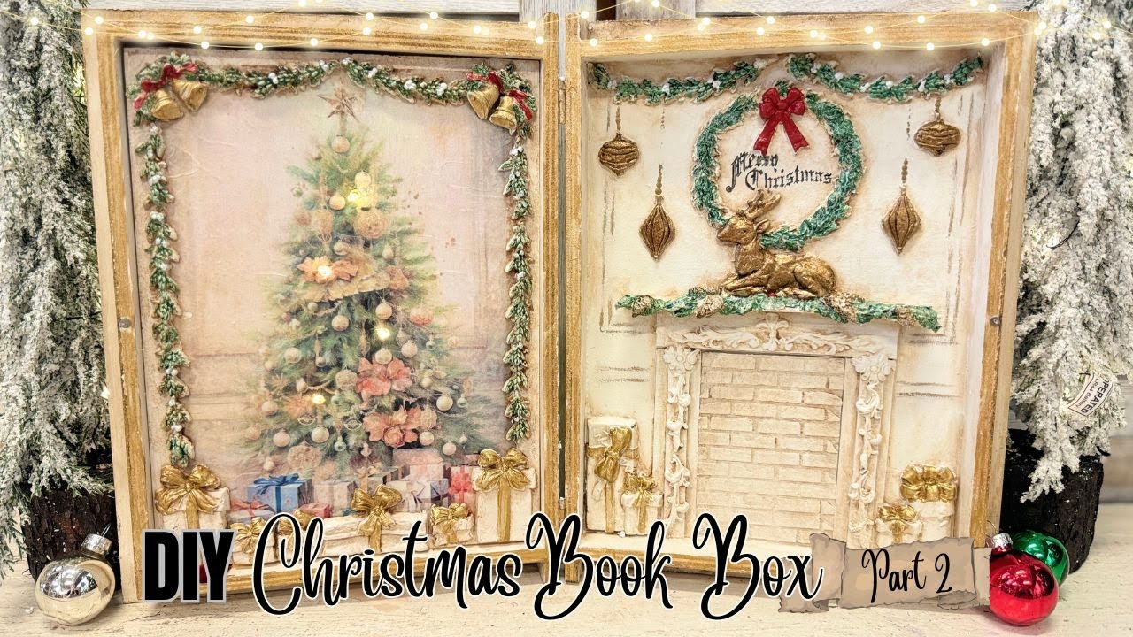 DIY Light Up Christmas Book (Part 2) using IOD & Redesign Moulds & Stamps | How to Decoupage