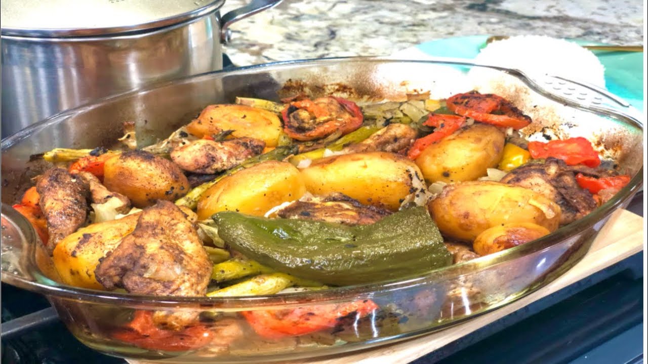 صينيه دجاج بالبطاطا والخضروات بطريقتي/chicken with potatoes and vegetables 🌸🌸