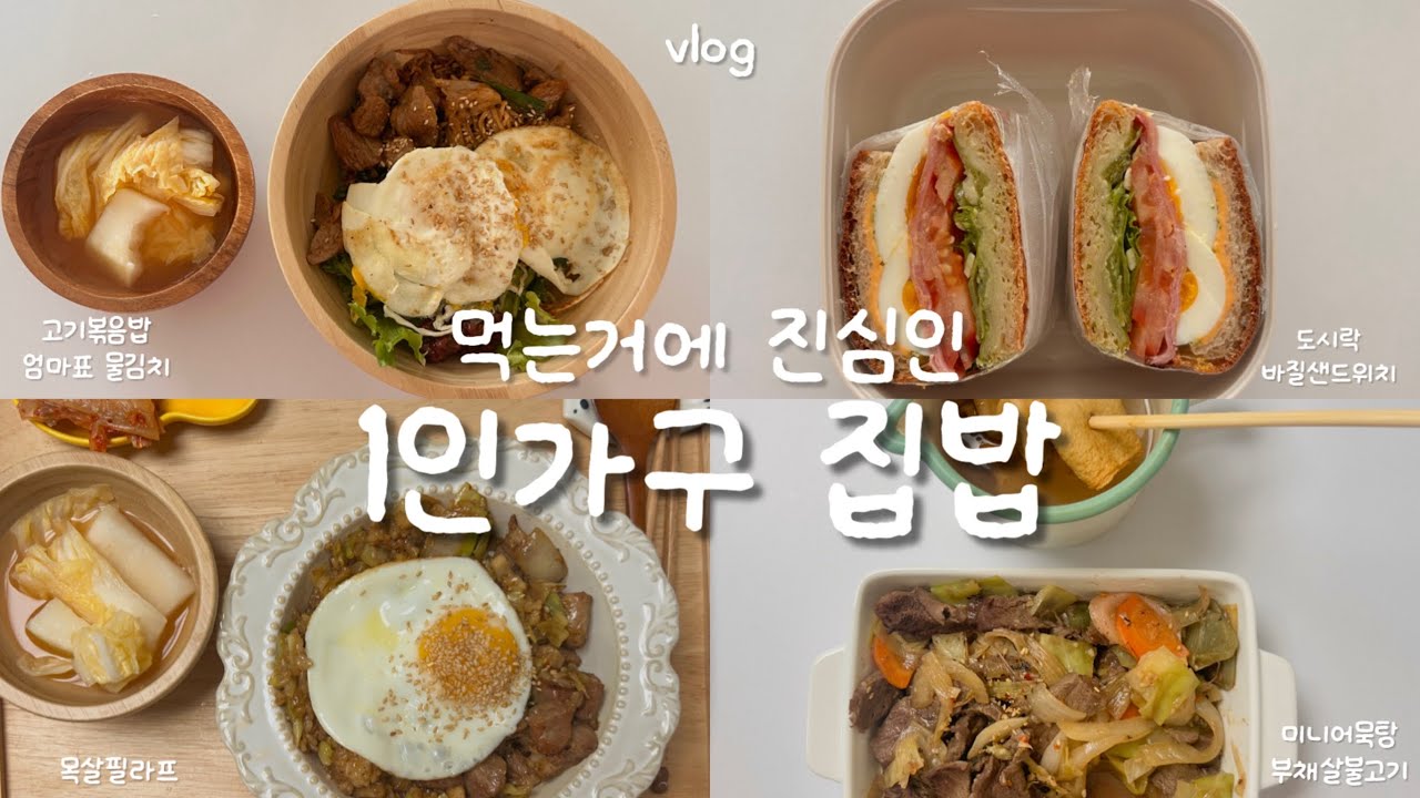 Eng | 50kg 감량한 직장인의 자취 일상, 다시 다이어트 결심💪🏻, 고기(단백질)파티🎉, 목살필라프🥩, 고기비빔밤, 도시락으로 샌드위치 싸는 일상