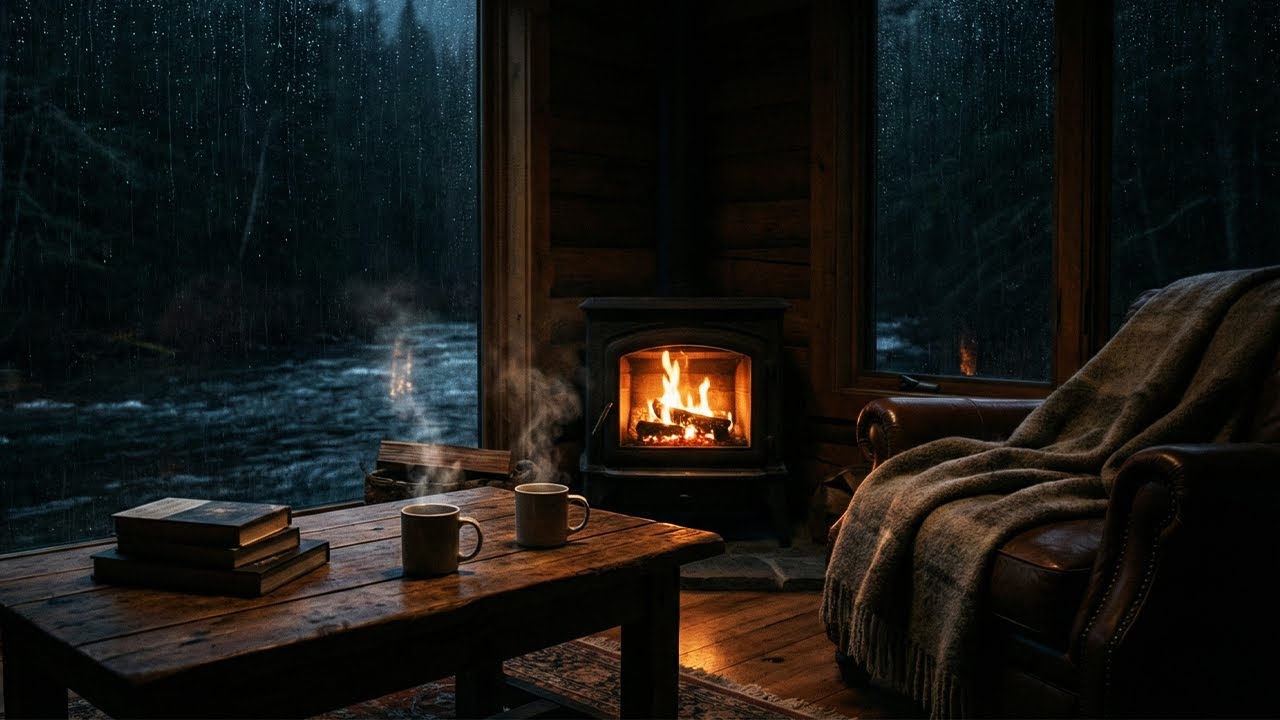Rainy Night at the River | Relaxing Rain & River Sounds for Sleeping (No Music)
