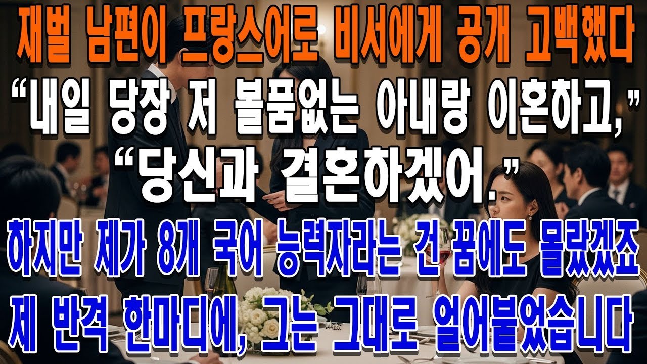 프랑스어로 저 아내랑 이혼할게라며 비서에게 고백한 남편 제가 8개 국어 능력자인 걸 알자 그대로 얼어붙었습니다
