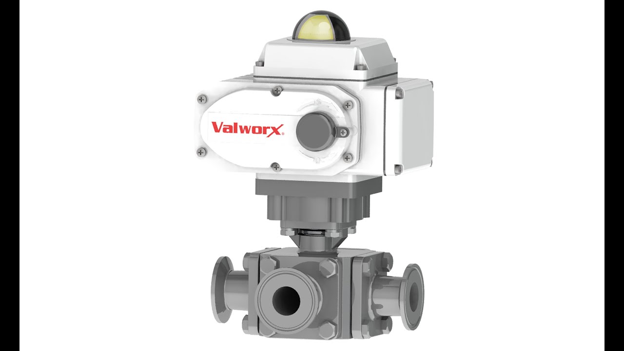 Valworx Electric Actuated 3-Way L-Port Sanitary Ball Valves