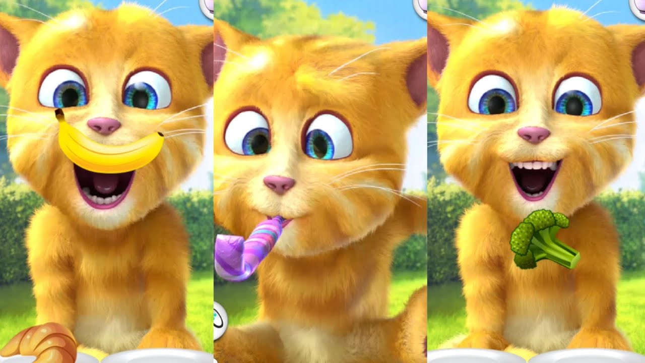 Talking ginger 2 cat video game 🥦🍟🥝🌰🥨🍑🍇🥐🍌🍈🥭🥯🍔 funny