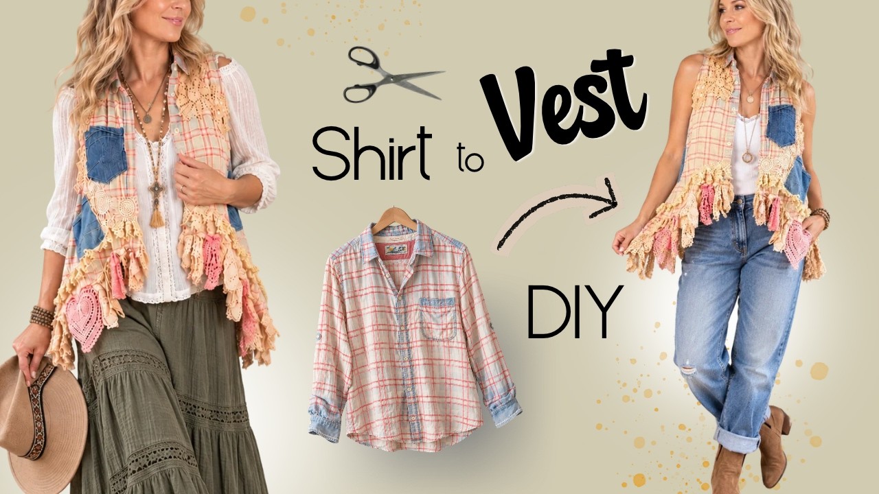 DIY How To Sew a Lacy Cottagecore Vest Top from a Men’s Shirt (Upcycled Sewing Tutorial) 🎀