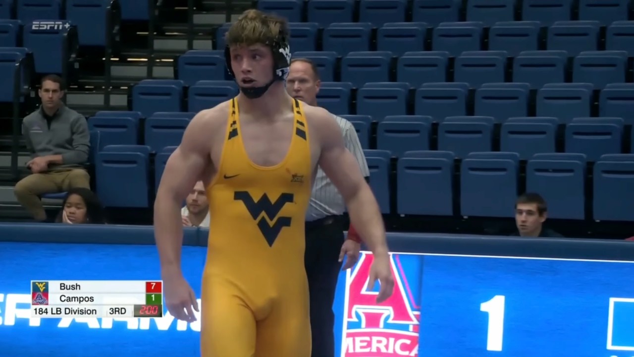 184lbs Ian Bush (West Virginia) vs Caleb Campos (American)