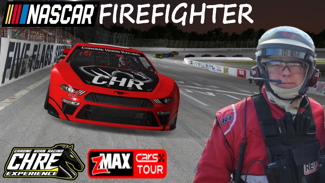 NASCAR Firefighter behind the wheel at 5 FLAGS speedway (league)