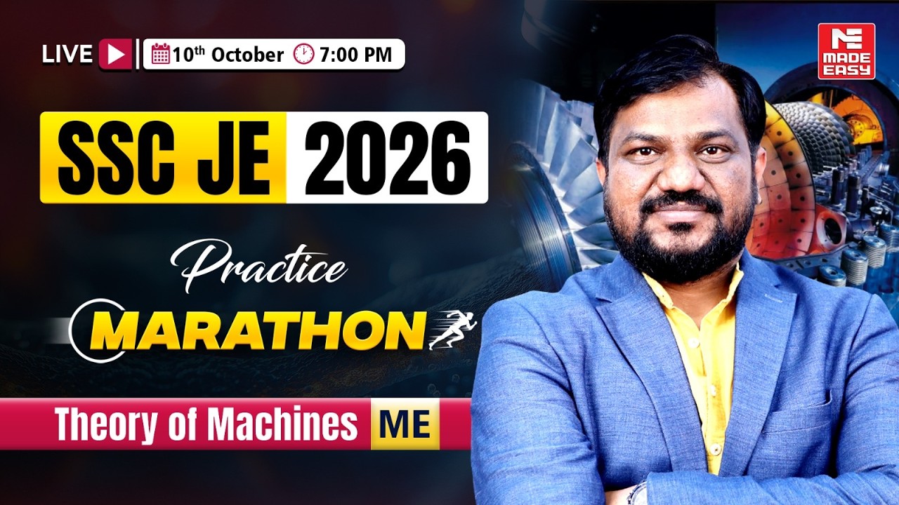 SSC JE 2026 Practice Marathon | Theory of Machines | ME | Sagar Sonkar Sir | Live at 7 PM