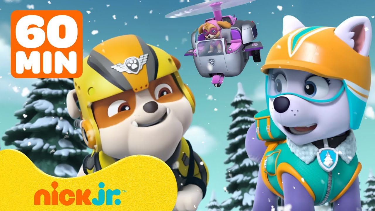 Paw Patrol | Las montañas nevadas de Rubble y rescates de animales | 1 hora | Nick Jr. en Español