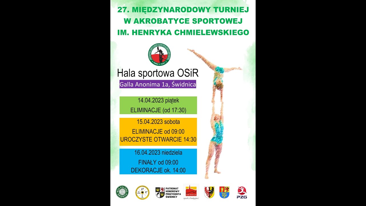 27. Międzynarodowy Turniej w Akrobatyce sportowej im. Henryka Chmielewskiego - niedziela, 16.04.2023