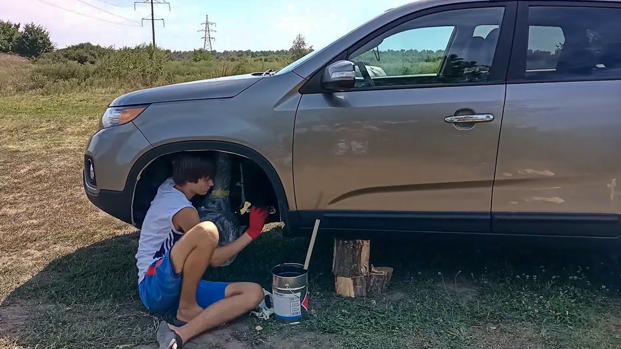 Антикор арок СВОИМИ РУКАМИ. Шумоизоляция арок. Kia Sorento.