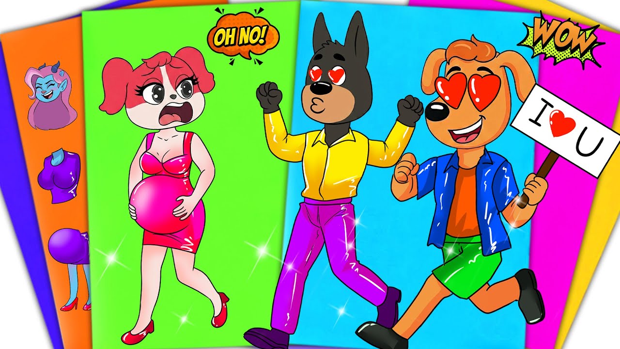 PAPILLON Pregnant?! 😱 Sheriff LABRADOR or DOBIE — Who Is the Father? | Sticker Book DIY