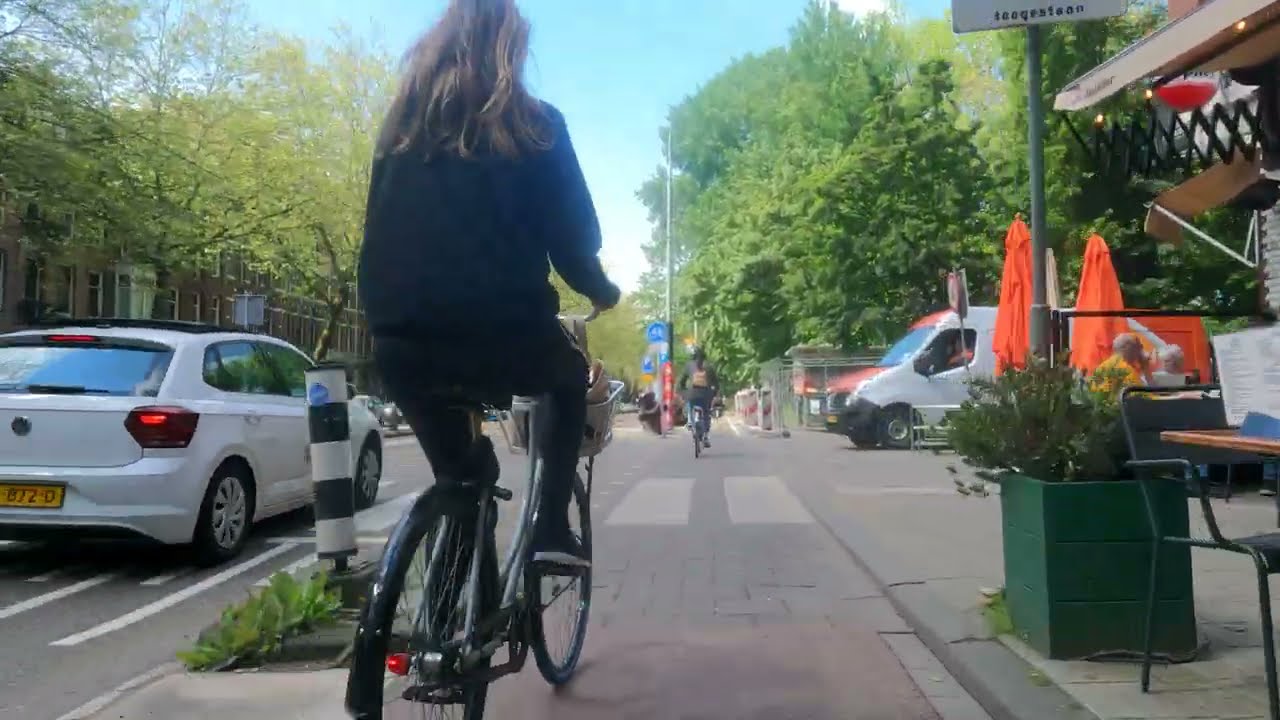 From camping Zeeburg, through Amsterdam east to the Vondelpark. Summer time  May 28, 2021.
