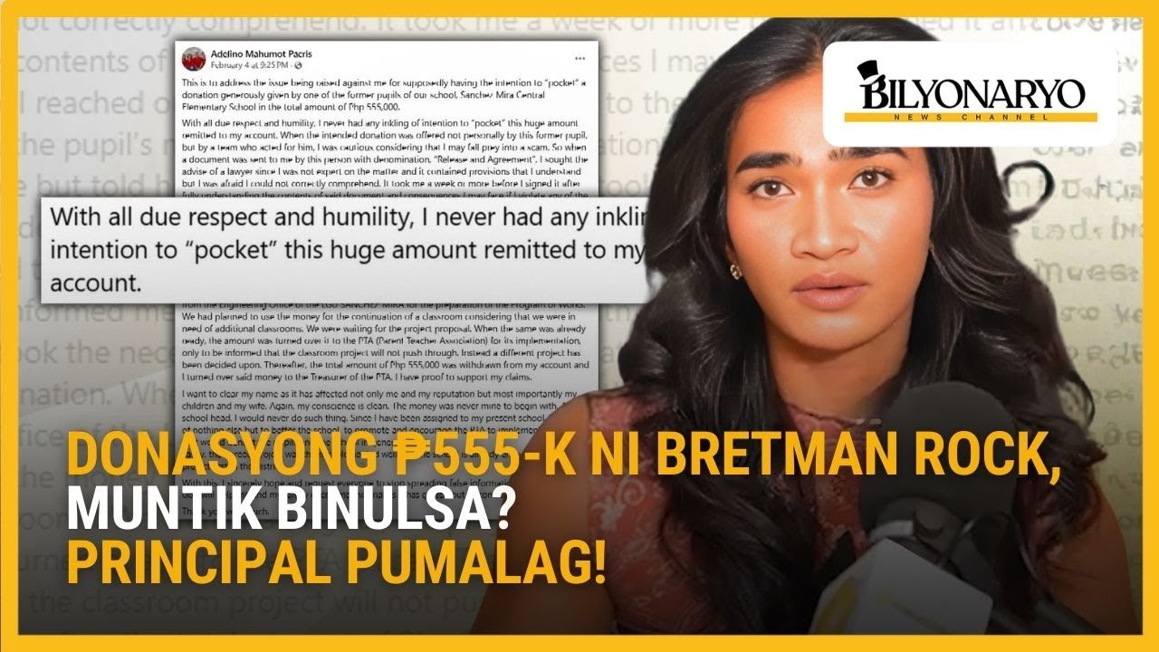 Principal ng dating paaralan ni Bretman Rock, itinangging tangkang 'ibulsa' ang ₱555-K na donasyon