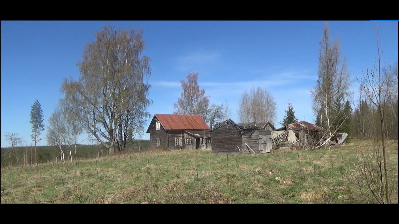 Vanha mökki ja romahtaneet ulkorakennukset