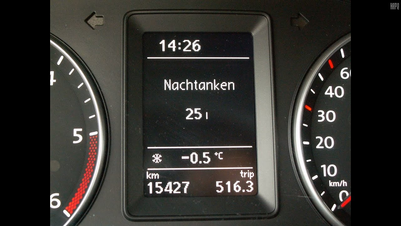 VCDS: Nachzutankendes Volumen in MFA (MFD) anzeigen lassen VW Caddy 2K Facelift