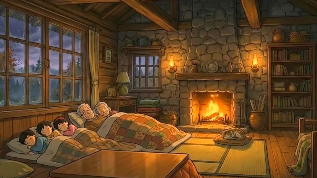 Rainy Village Night with Grandparents – Cozy Sleep, Fire Warmth & Peaceful Rain 🌧️🔥🌙