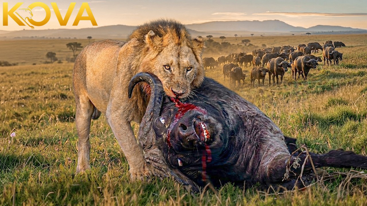 The Relentless Battle for Food and Territory between Buffalo vs Lion | Animal Fight Night