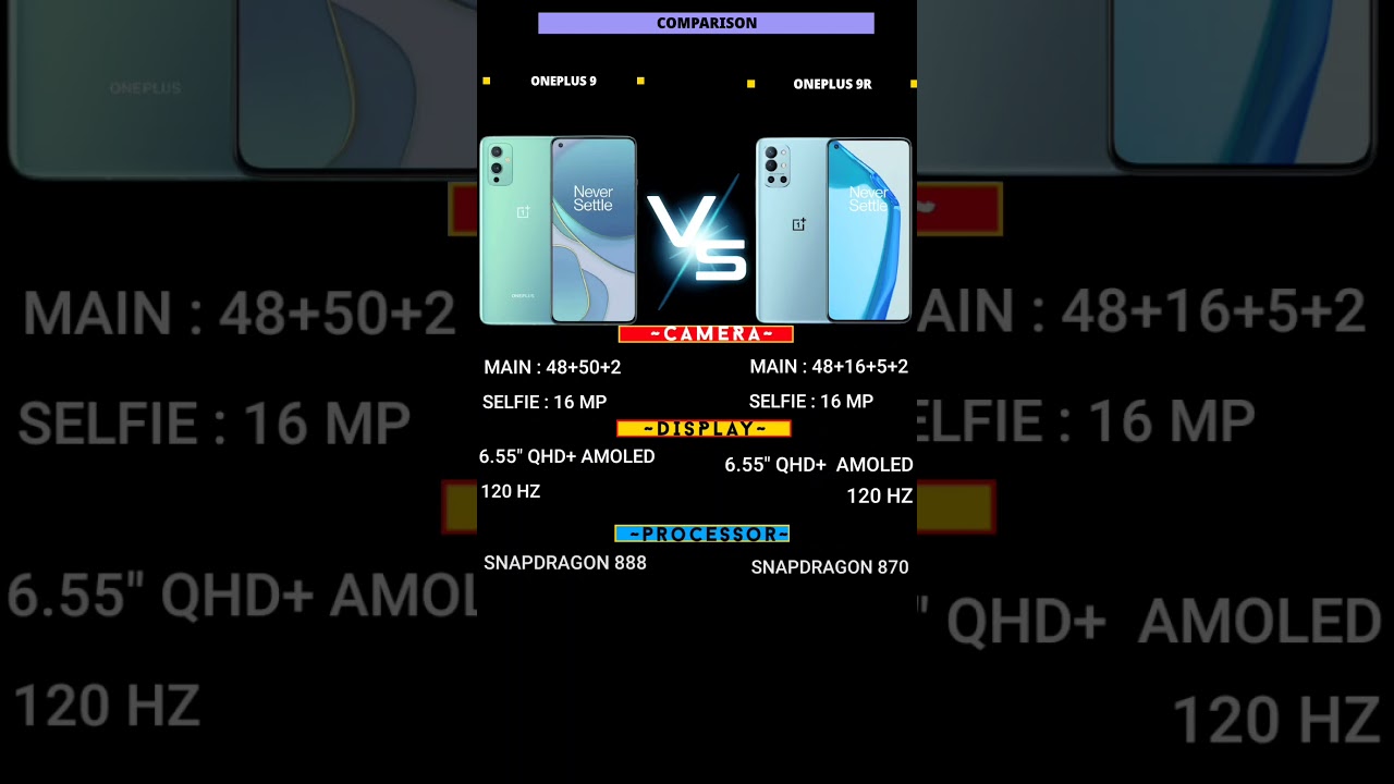 OnePlus 9 vs OnePlus 9R Full Comparison 🔥🔥🔥 || #OnePlus95g #OnePlus9R #oneplus9pro oneplus9 #shorts