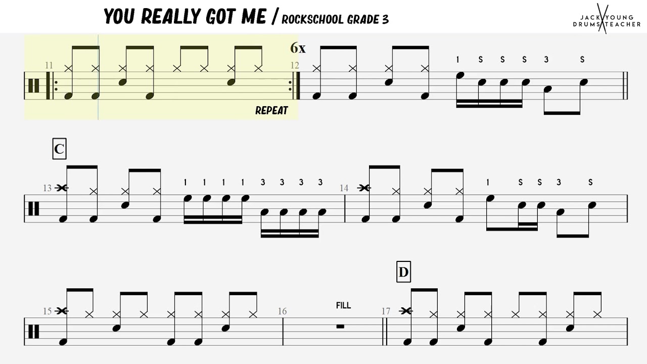 How to Play You Really Got Me  - Rockschool Drums Grade 3
