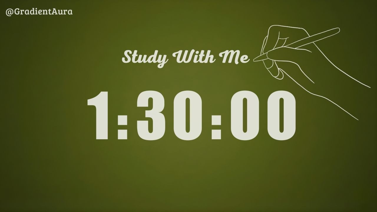 1 Hour 30 Minute  – Silent Study Timer for Deep Focus | Olive Green Aesthetic (No Music)