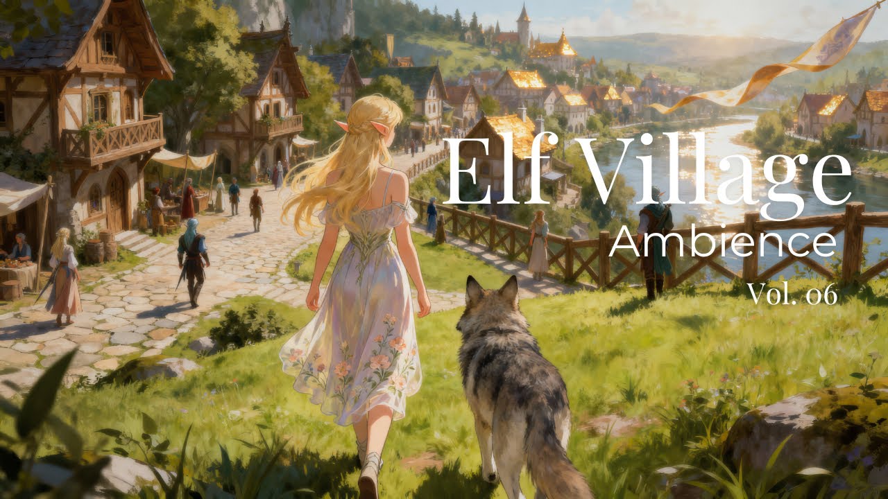 Fantasy Background Music for Study & Relax | Peaceful Elf Village by the River (1 Hour)