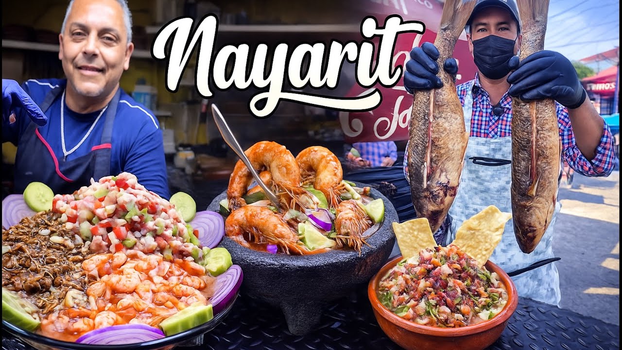 Nayarit: tierra de mariscos Pescado tatemado y los iconicos Tianguis y las Botanas deliciosas 