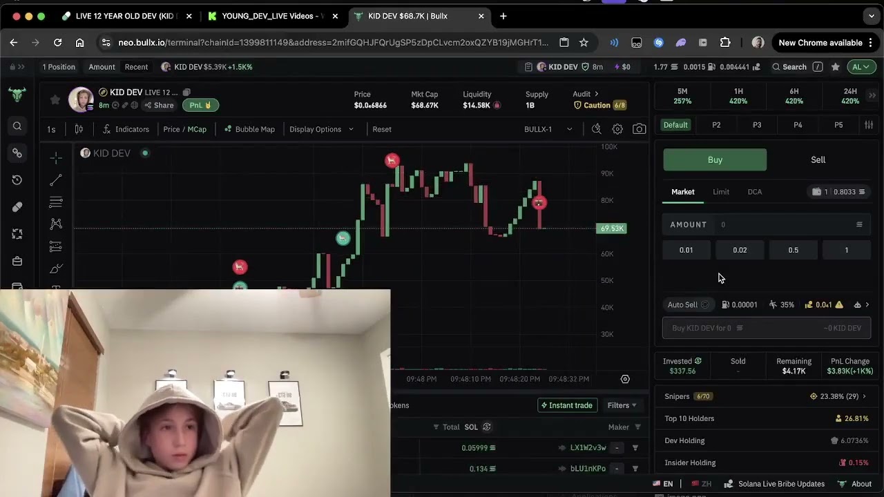 Young kid dev Rug Pulls on Live