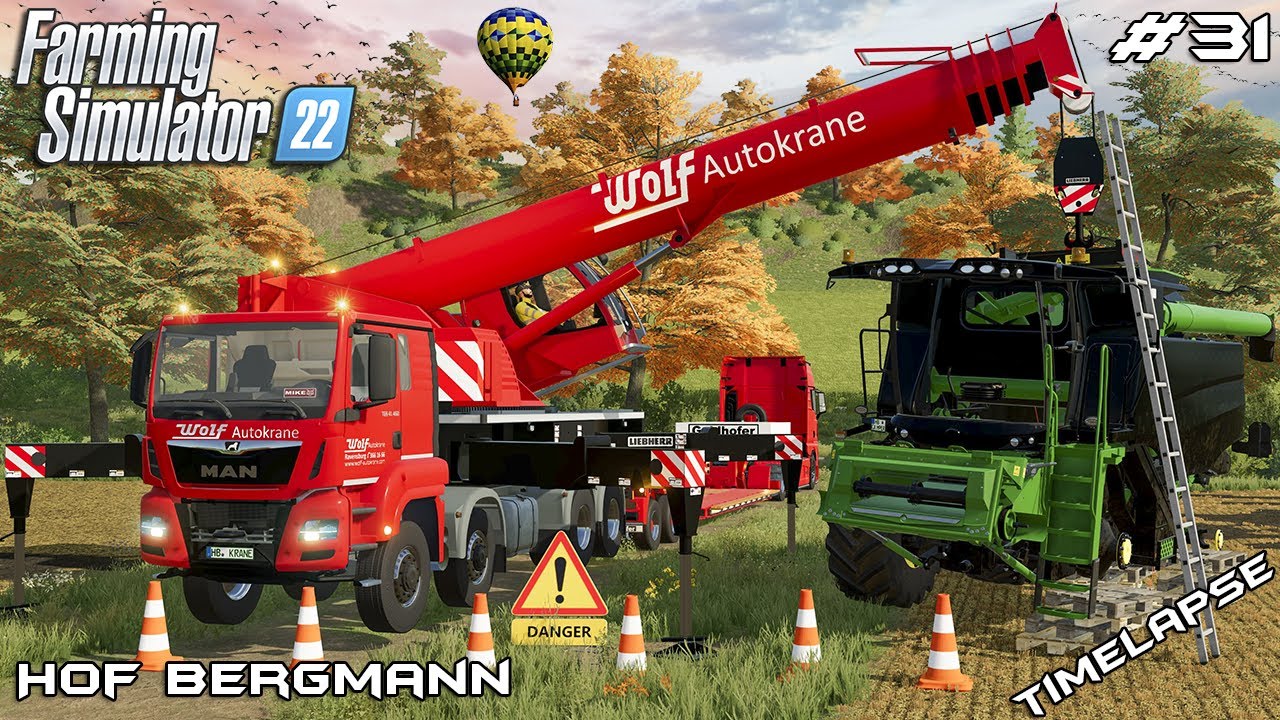 Погрузка сгоревшего JOHN DEERE с помощью КРАНА на ПРИЦЕП | Hof Bergmann | Farming Simulator 22 | ...