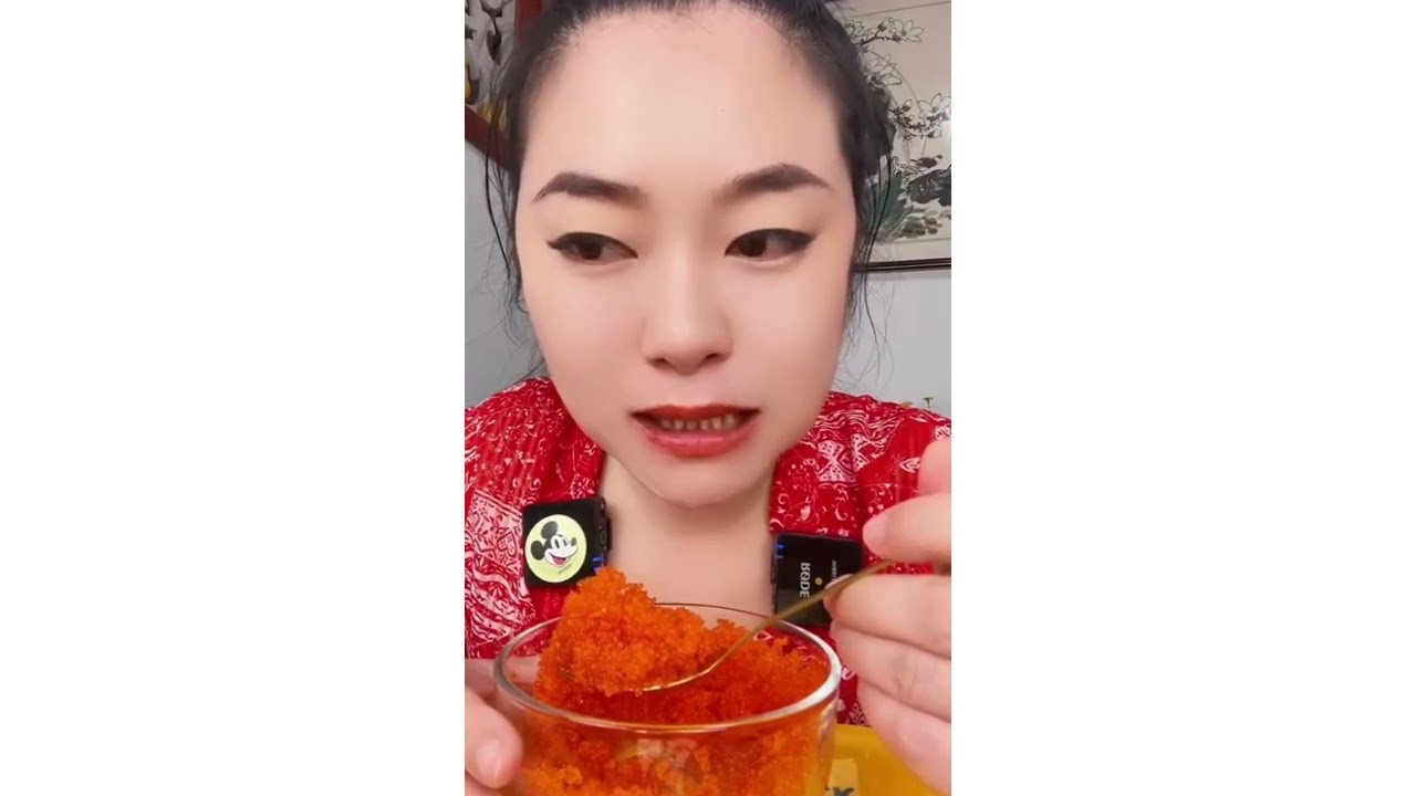 ASMR Flying Fish Roe 🧡 Super Crunchy Eating Sounds 😮&zwj;💨#asmr #tobikoasmr #flyingfishroe