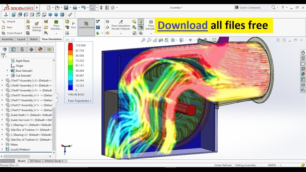 Изучите пошаговое руководство по моделированию потока в SolidWorks на турбине с поперечным потоком